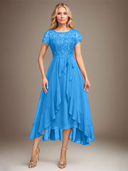 Asymmetrical Sequin Mother of Bride Dress with Appliques