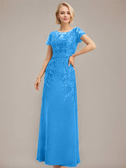 Sheath/Column Scoop Illusion Floor-Length Lace Chiffon Mother of the Bride Dress With Sequins