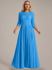 A-Line Scoop Floor-Length Chiffon Mother of the Bride Dress