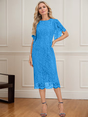 Sheath/Column Scoop Knee-Length Lace Mother of the Bride Dress