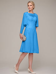 A-line/Princess Sleeveless Knee-Length Chiffon Mother of the Bride Dress With Jacket Appliqued Beading