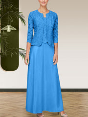 Glitter Lace & Satin Skirt Jacket Dress with Open Jacket