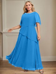 A-line Scoop Ankle-Length Chiffon Mother of the Bride Dress With Beading