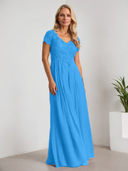 A-Line V-Neck Floor-Length Chiffon Mother of the Bride Dress