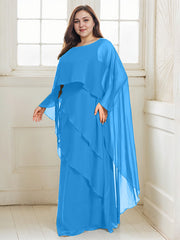 A-line Scoop Floor-Length Chiffon Mother of the Bride Dress
