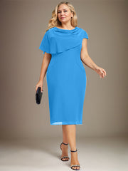 Sheath/Column Scoop Knee-Length Chiffon Mother of the Bride Dress With Beading