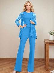 Jumpsuit/Pantsuit Scoop Neck Elastic Satin Mother Of The Bride Dresses