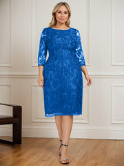 Sheath/Column Scoop Knee-Length Lace Mother of the Bride Dress