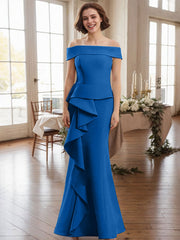 Off-The-Shoulder Cascading Ruffles Mother Of The Bride Dresses