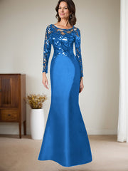 Scoop Neck Long Sleeves Floor-Length Satin/Sequined Mother Of The Bride Dresses