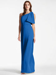 A-Line Asymmetrical Full-Length Satin Evening Dress
