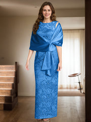 Sheath/Column Scoop Neck Floor-Length Lace/Silk Like Satin Mother Of The Bride Dresses
