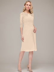 Sheath/Column Knee-Length Chiffon Mother of the Bride Dress With Jacket Appliqued Pleated