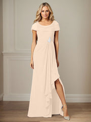 Dark Navy A-Line Side Slit Chiffon Dress Mother of the Bride Dress