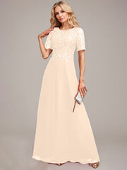 A-Line Round Neck Sequin Mother of Bride Dress With Appliques
