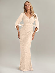 Mermaid V-Neck Floor-Length Chiffon Mother of the Bride Dress