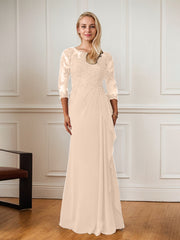 A-Line Floor-Length Scoop Chiffon Mother of Bride Dress
