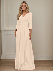 A-Line V-Neck Floor-Length Chiffon Mother of the Bride Dress