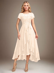 Asymmetrical Sequin Mother of Bride Dress with Appliques