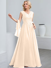 A-Line V-Neck Sleeveless Chiffon Mother Of The Bride Dresses With Lace
