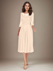 Plum A-Line Scoop Lace Chiffon Mother of the Bride Dress