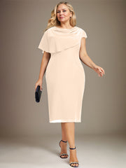 Sheath/Column Scoop Knee-Length Chiffon Mother of the Bride Dress With Beading