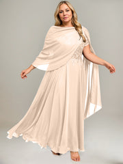 A-line V-Neck Illusion Ankle-Length Lace Chiffon Mother of the Bride Dress With Sequins