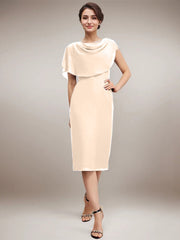 Sheath/Column Scoop Knee-Length Chiffon Mother of the Bride Dress With Beading