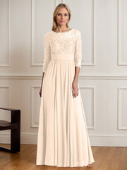 A-Line Scoop Floor-Length Sequins Chiffon Mother of the Bride Dress
