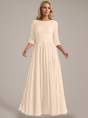 A-Line Scoop Floor-Length Chiffon Mother of the Bride Dress