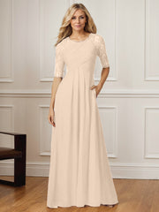 A-Line Square Neck Floor-Length Chiffon Mother of the Bride Dress