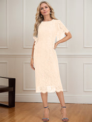 Sheath/Column Scoop Knee-Length Lace Mother of the Bride Dress