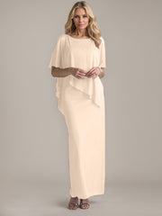 Sheath Scoop Floor-Length Beaded Mother of the Bride Dress