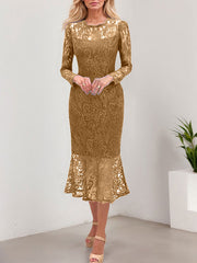 Trumpet/Mermaid Illusion Neck Lace Mother Of The Bride Dresses With Back Hole