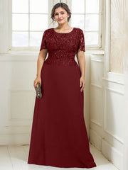 A-line Scoop Floor-Length Lace Chiffon Mother of the Bride Dress With Sequins
