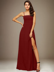 A-line Square Floor-Length Chiffon Evening Dress