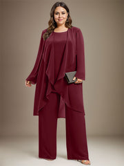 Pantsuit Separates Scoop Floor-Length Chiffon Mother of the Bride Dress
