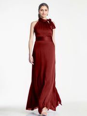 A-line Scoop Full-Length Chiffon Evening Dress