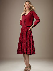 A-line V-Neck Knee-Length Chiffon Lace Mother of the Bride Dress With Beading Sequins