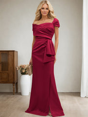 Elegant Wrap Sheath Mother Of The Bride Dresses With Split Front