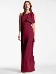 A-Line Asymmetrical Full-Length Satin Evening Dress