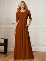 A-Line Square Neck Floor-Length Chiffon Mother of the Bride Dress
