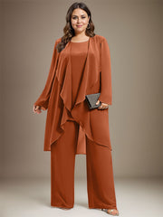 Pantsuit Separates Scoop Floor-Length Chiffon Mother of the Bride Dress