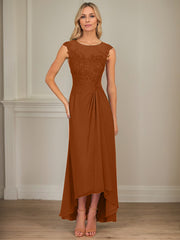 A-Line Scoop Asymmetrical Chiffon Mother of the Bride Dress