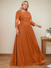 A-line Scoop Floor-Length Lace Chiffon Mother of the Bride Dress With Sequins