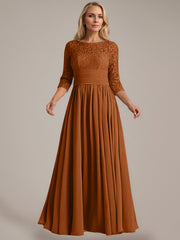 A-Line Scoop Floor-Length Chiffon Mother of the Bride Dress