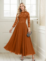 A-Line Scoop Neck Ankle-Length Chiffon Mother Of The Bride Dresses With Lace