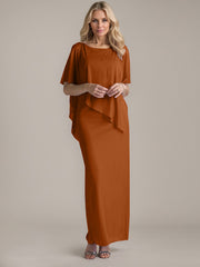 Sheath Scoop Floor-Length Beaded Mother of the Bride Dress