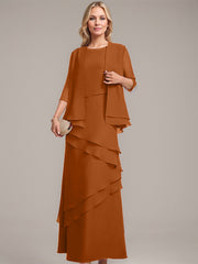 Sheath/Column Scoop Floor-Length Chiffon Mother of the Bride Dress