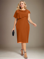 Sheath/Column Scoop Knee-Length Chiffon Mother of the Bride Dress With Beading